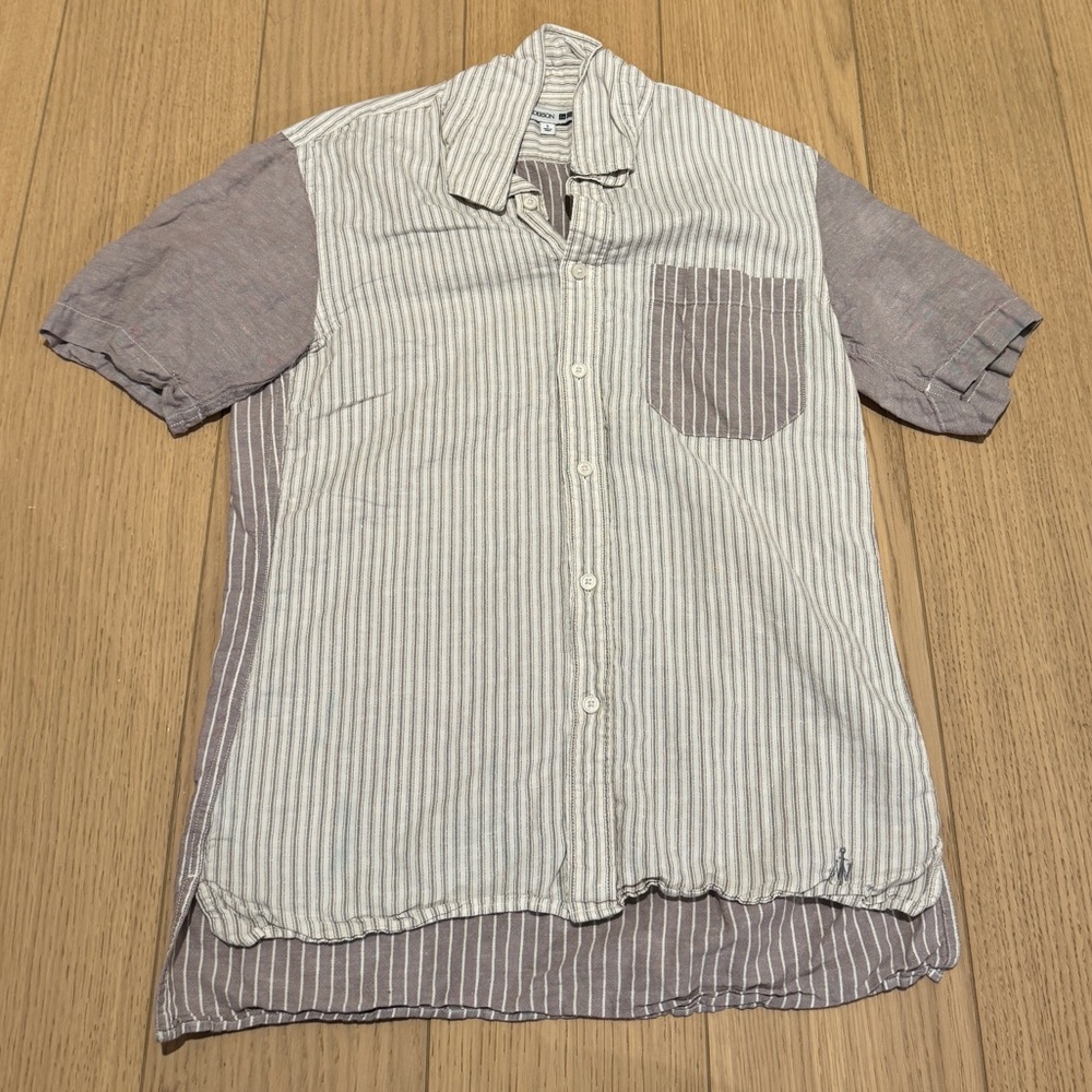 Men's JW Anderson x Uniqlo Striped Button Front Shirt Ivory White Size S